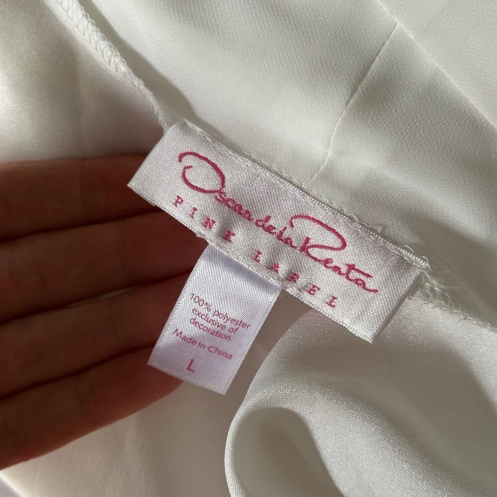 Vintage Oscar de la Renta Pink Label White Satin Bridal Robe Sz L - Picture 10 of 10
